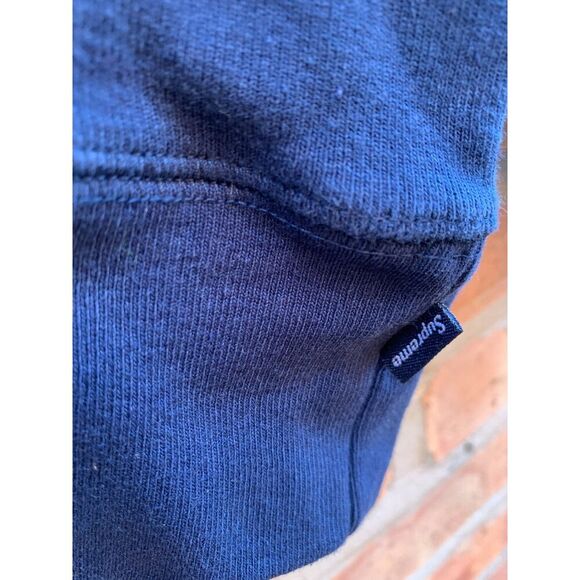 Supreme Navy Spell Out Hooded Sweatshirt Medium Hoodie Pullover - Picture 3 of 7